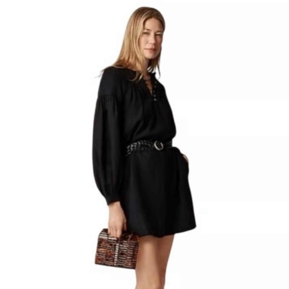 NWOT J. Crew Gathered Popover Linen Dress, XXL, Black